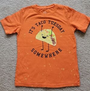 Wonder Nation Kids Orange Taco Tuesday T-Shirt Size S (6/7)